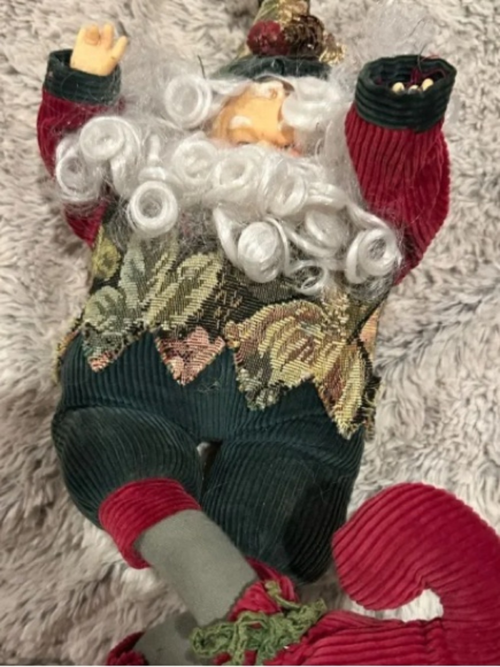 Festive Holiday Elf Figurine in Green and Red